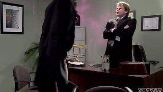 The boss has a sharp tongue and hot cock, forcing sex on his secretary