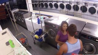 A man managed to seduce the hot Dillion Harper in laundry