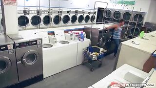 A man managed to seduce the hot Dillion Harper in laundry