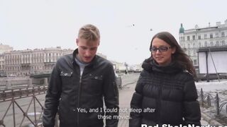 The first oncoming guy gets a blowjob from Russian babe
