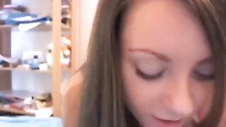A Russian beauty with beautiful breasts poses on a webcam