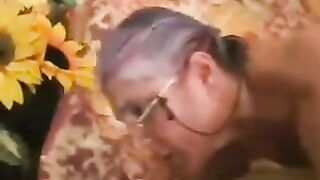 The man fucked old gray-haired woman in black stockings