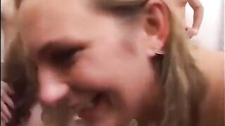 Young beauty fucked by a crowd of young men