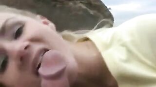 The girl got a sweet dessert from the guy's sperm