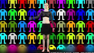 Sexy blondie striptease dancing for a crowd of men