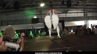 A young brunette decides to learn the art of striptease on a pole
