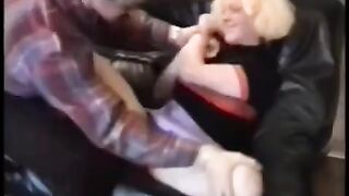 A cute girl has a rough sex with her motorcyclist partner