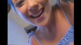 The tiny man fucked the hot babysitter with small natural tits