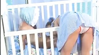 The tiny man fucked the hot babysitter with small natural tits