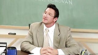 The student got a good mark thanks to the teacher's deepthroat