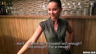 The pretty bartender agreed to have sex with the guy in this hot POV video