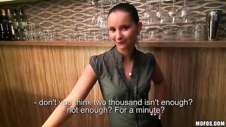 The pretty bartender agreed to have sex with the guy in this hot POV video