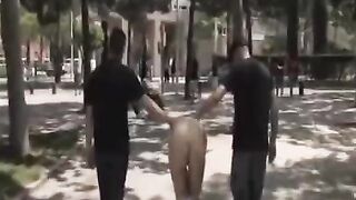 Group sex in public place with young beautiful girls