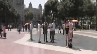 Group sex in public place with young beautiful girls