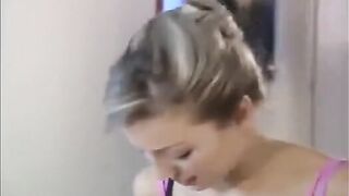 She was fucked by two guys while listening to music