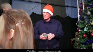 The crowd of old people fucked a beautiful Snow Maiden