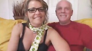 The old grandfather presented his wife a young student in a steamy encounter