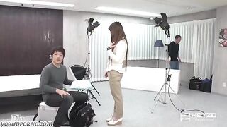 Japanese girl at the casting, a new porn actress