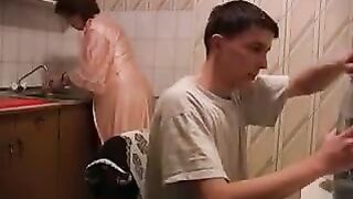 The man raped his mom in the kitchen, it's even hotter