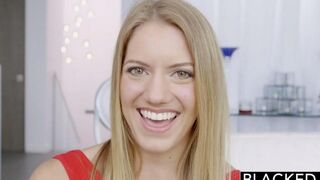Blonde girl fucks with a black man in all holes