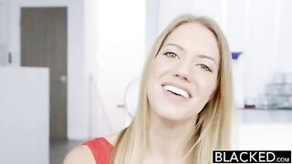Blonde girl fucks with a black man in all holes