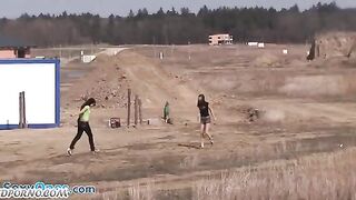 Street public sex with lesbians using toys for their pleasure