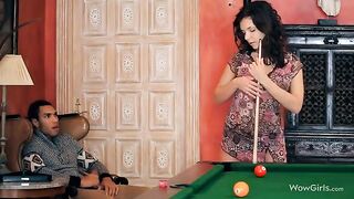 The guy makes cunnilingus to his girlfriend with passion