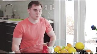 A half-brother gets his dick sucked by a fan who imitates a blowjob
