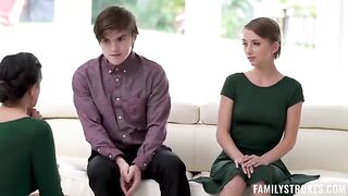 The stepson shares the holiday treat with his beautiful stepmother