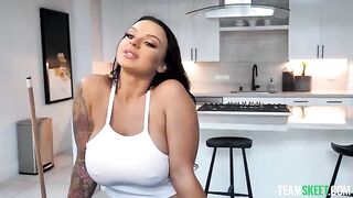 Shooting balls for big boob brunette with a hot solo session