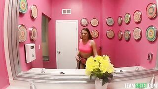 A hot chick is walking around with her cock hanging out