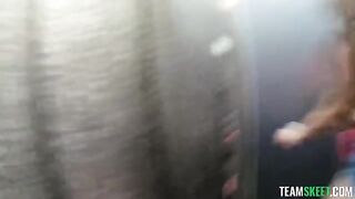 A hot chick is walking around with her cock hanging out
