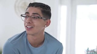 The guy is stuck on his stepmom's natural and beautiful tits