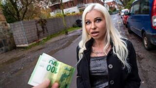 Blonde MILF is fucking for money on the street