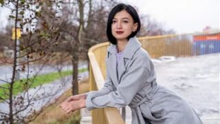 A quiet little Russian brunette got fucked on the city streets