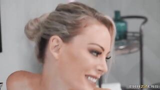 The guy has his dick in the MILF’s bubble bath
