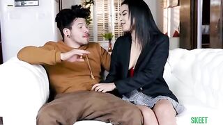 The girl next door is weeping and her cock is crying too