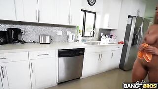 A maid is doing cleaning in full nudity