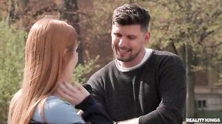 The guy gently fucked his girlfriend between her boobs