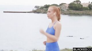 The winner of the bet got fucked in the pool by a sexy redhead