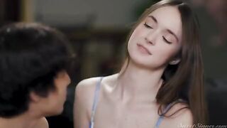 Babe’s sweet pussy is watered by her young lover’s desire