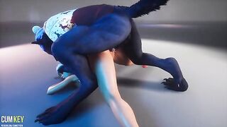 Busty girl fucked by a werewolf in 3D porn