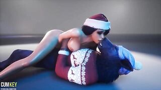 Busty girl fucked by a werewolf in 3D porn