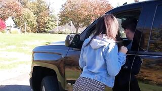 A hot girl got picked up by a pervert driver and he made her pay!