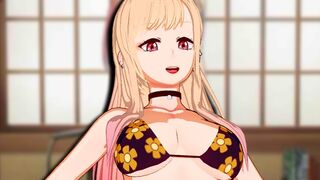 Hentai with voice acting, Marin Kitagawa gets wild in a passionate scene