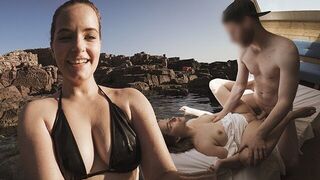 A couple enjoys passionate vacation sex on the beautiful beach of Sardinia