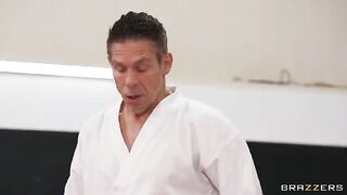 A girl gets fucked in an uncomfortable pose by her coach