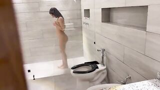 A young student has passionate sex in the shower
