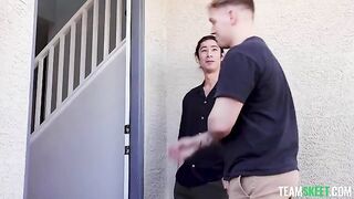 Faithful friends do everything for their girlfriend's pleasure