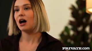 Skinny babe enjoys double pleasure with two guys